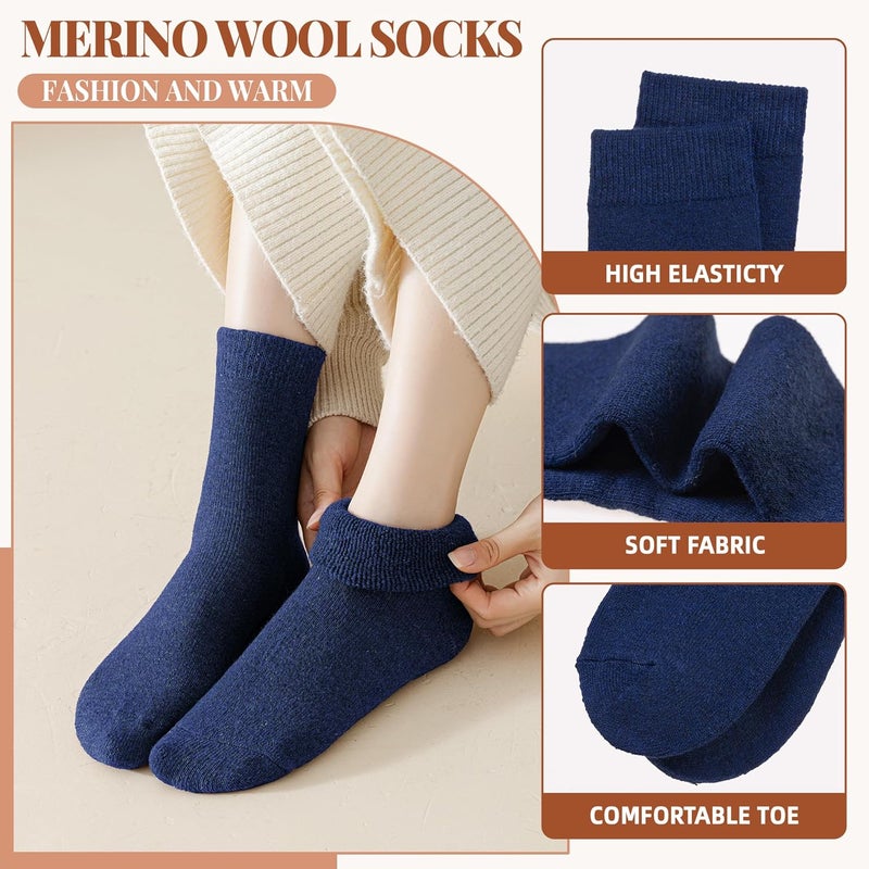 Velice Merino Wool Socks for Women 5 Pairs Warm Winter Hiking Thick Thermal Cozy Boot Work Soft Ladies Crew Socks - Image 5